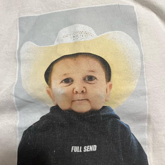 FULL SEND white Tshirt Cowboy Sz L - Picture 4 of 6